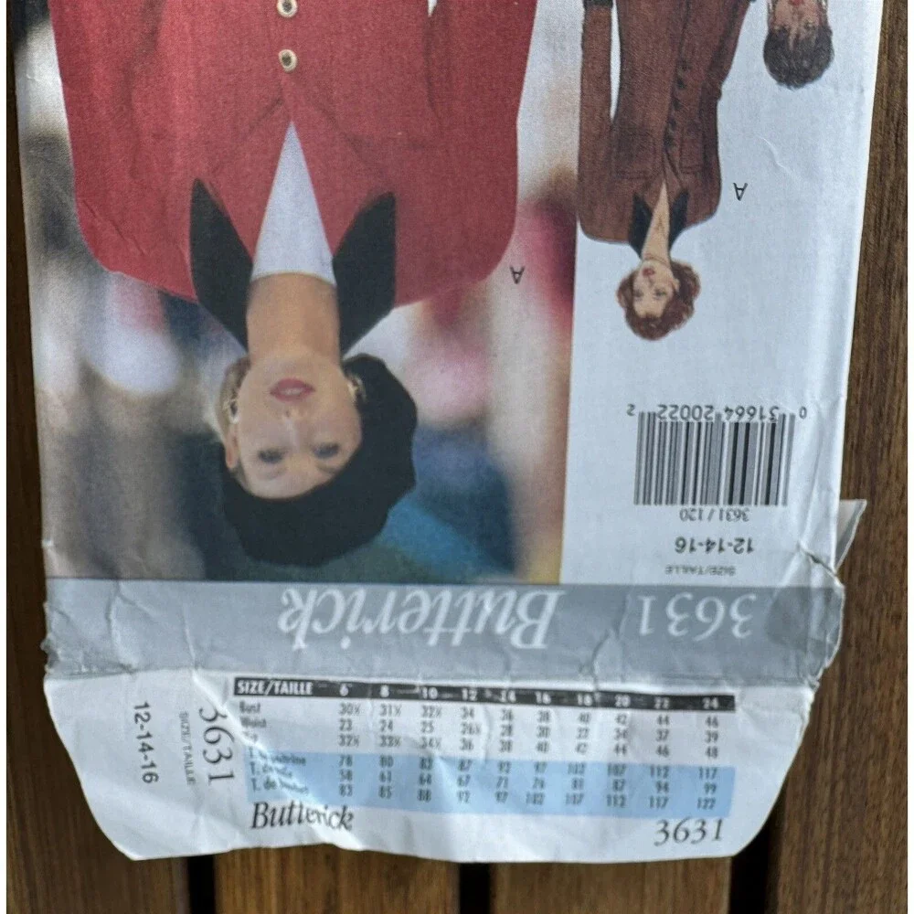 Butterick Sewing Pattern 3631 Jacket Dress Skirt Pants Sizes 12 14 16